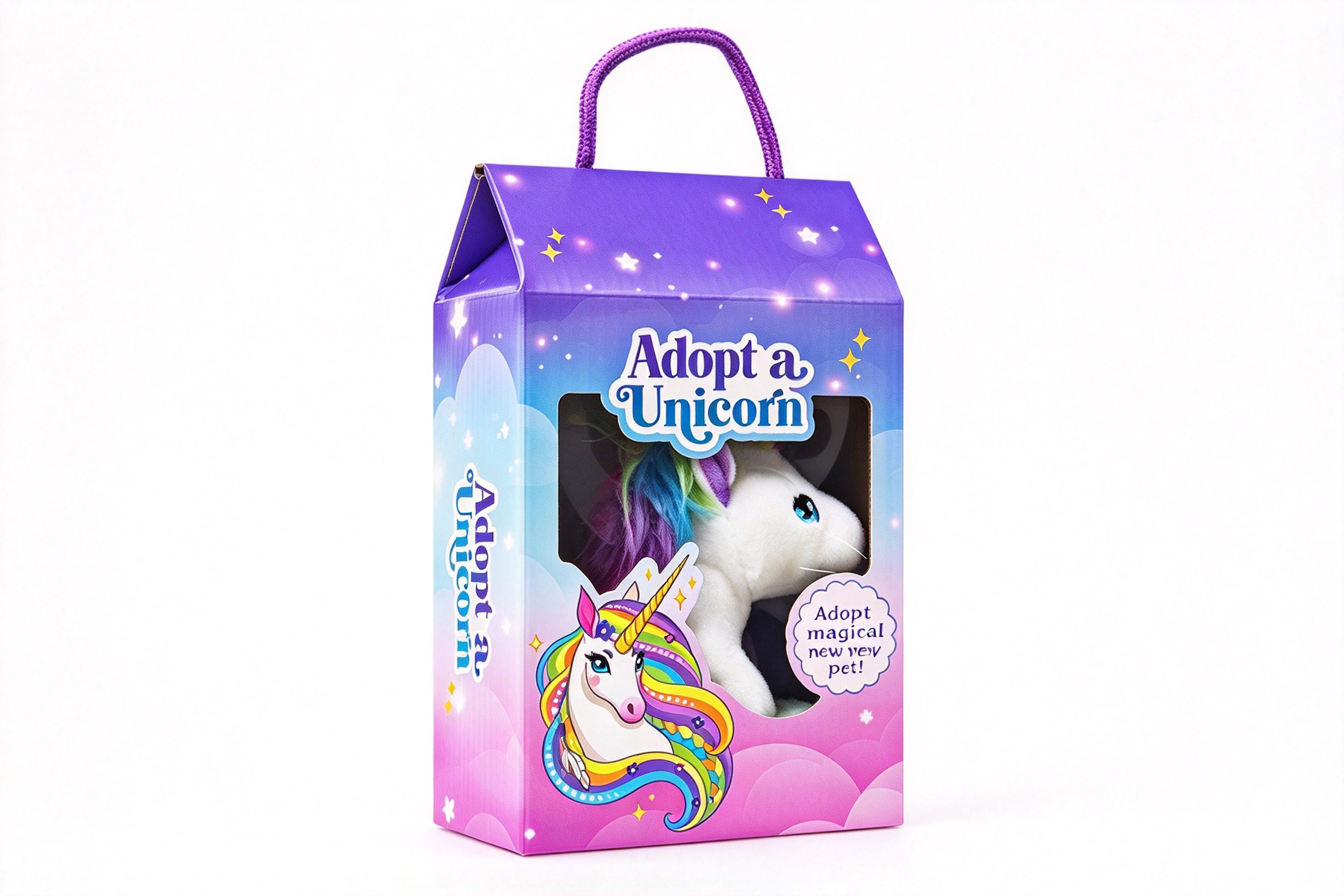 Adopt a Unicorn Plush Carry Gable Box packaging product