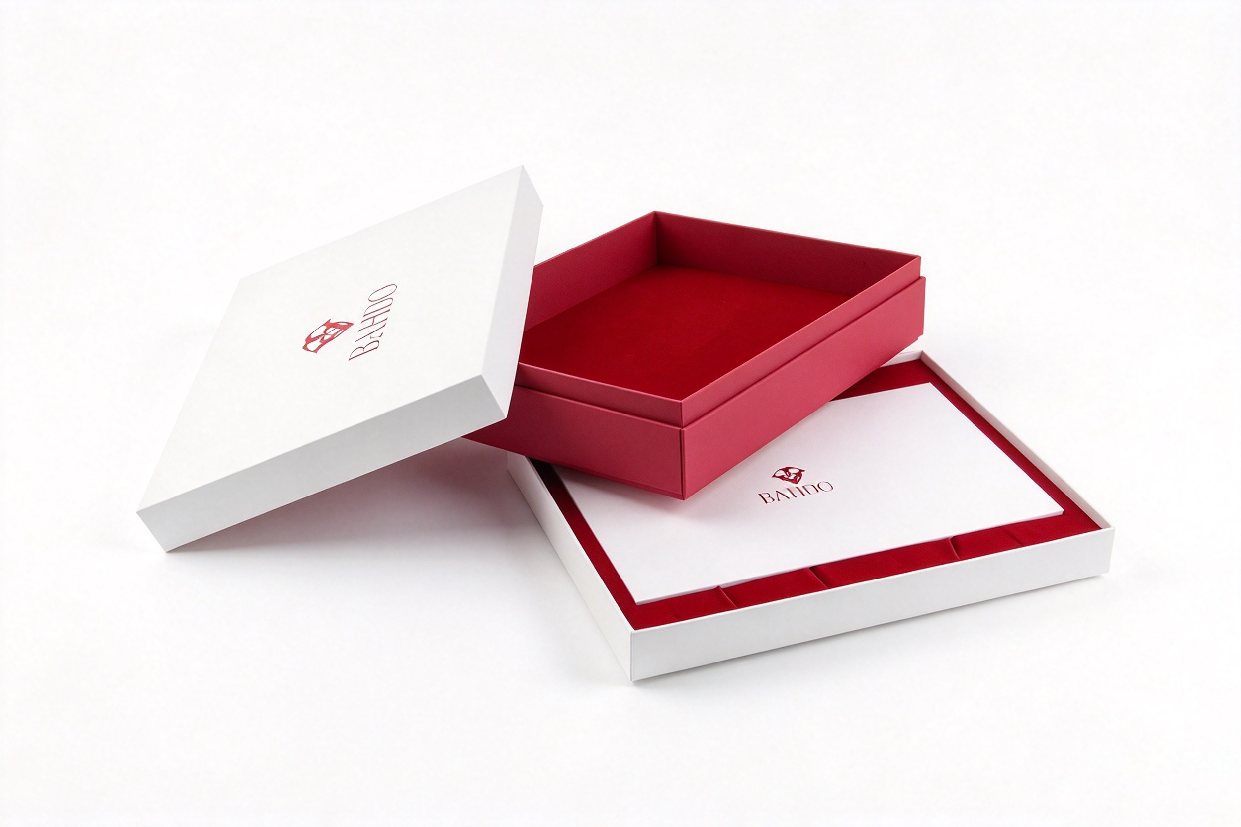 Bahdo Crimson & White Two-Piece Lid & Base Set packaging product