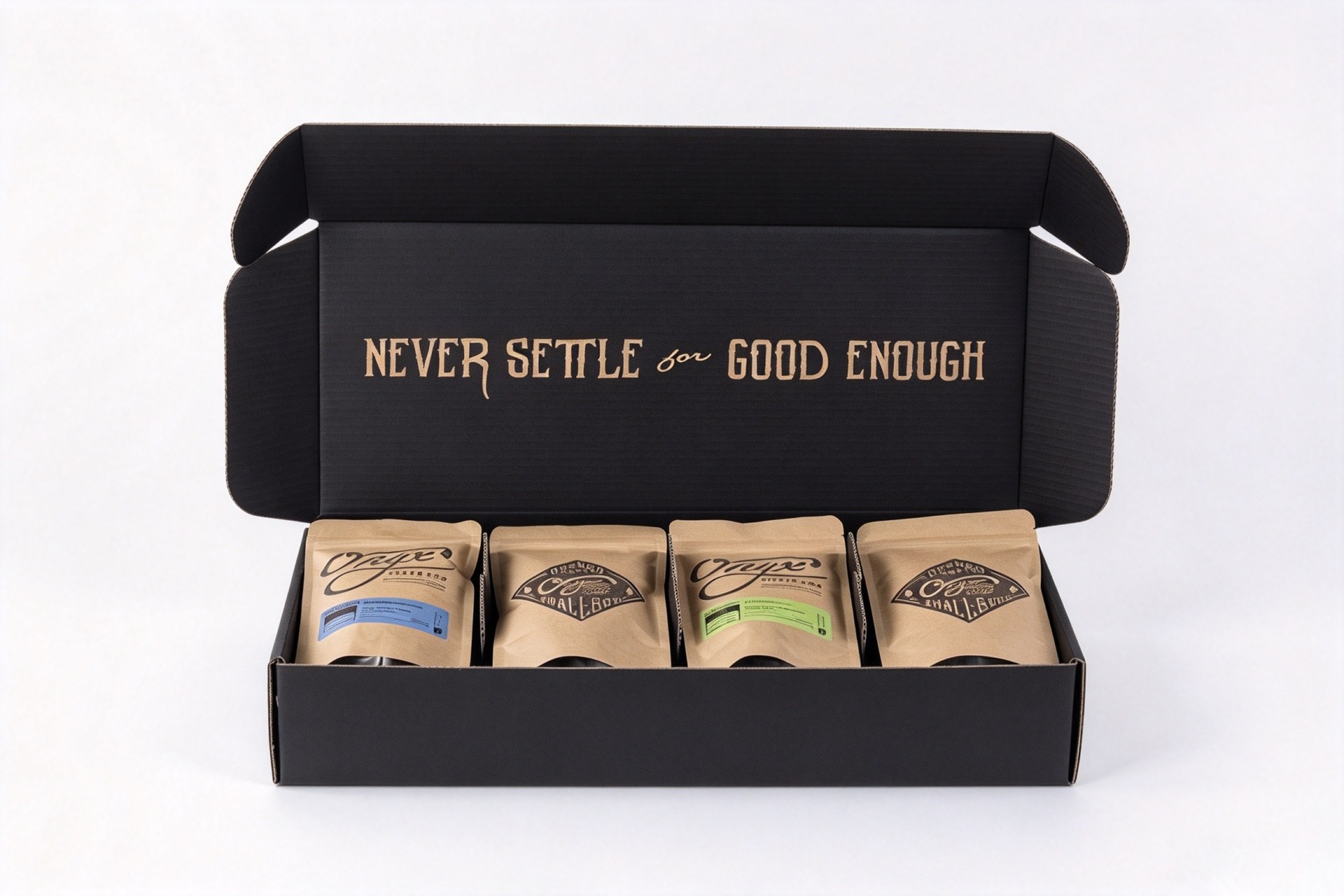 Black Coffee Subscription Mailer Box with Inside Print packaging product