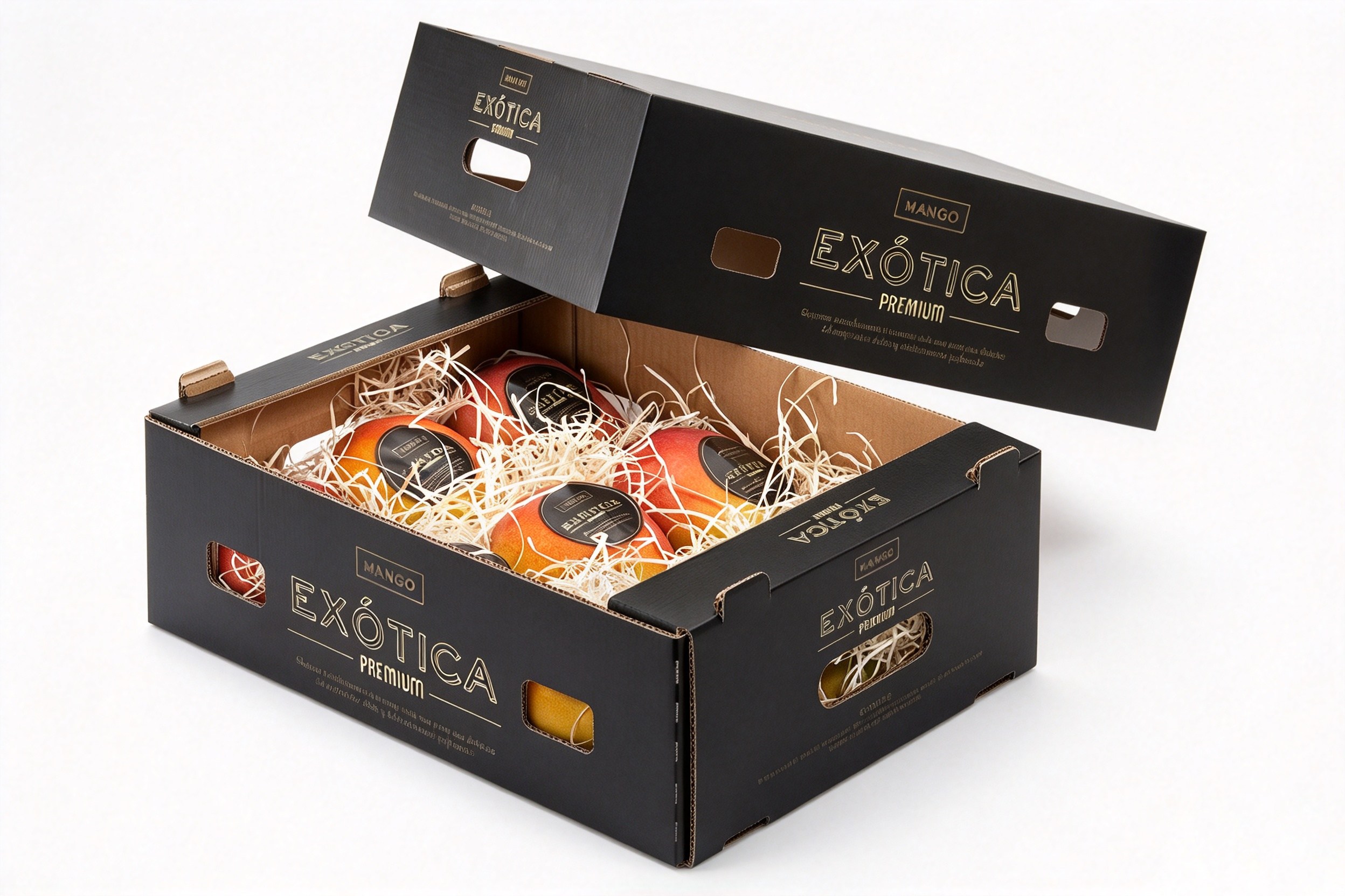 Black Premium Mango Gift Crate with Handle Cutouts packaging product
