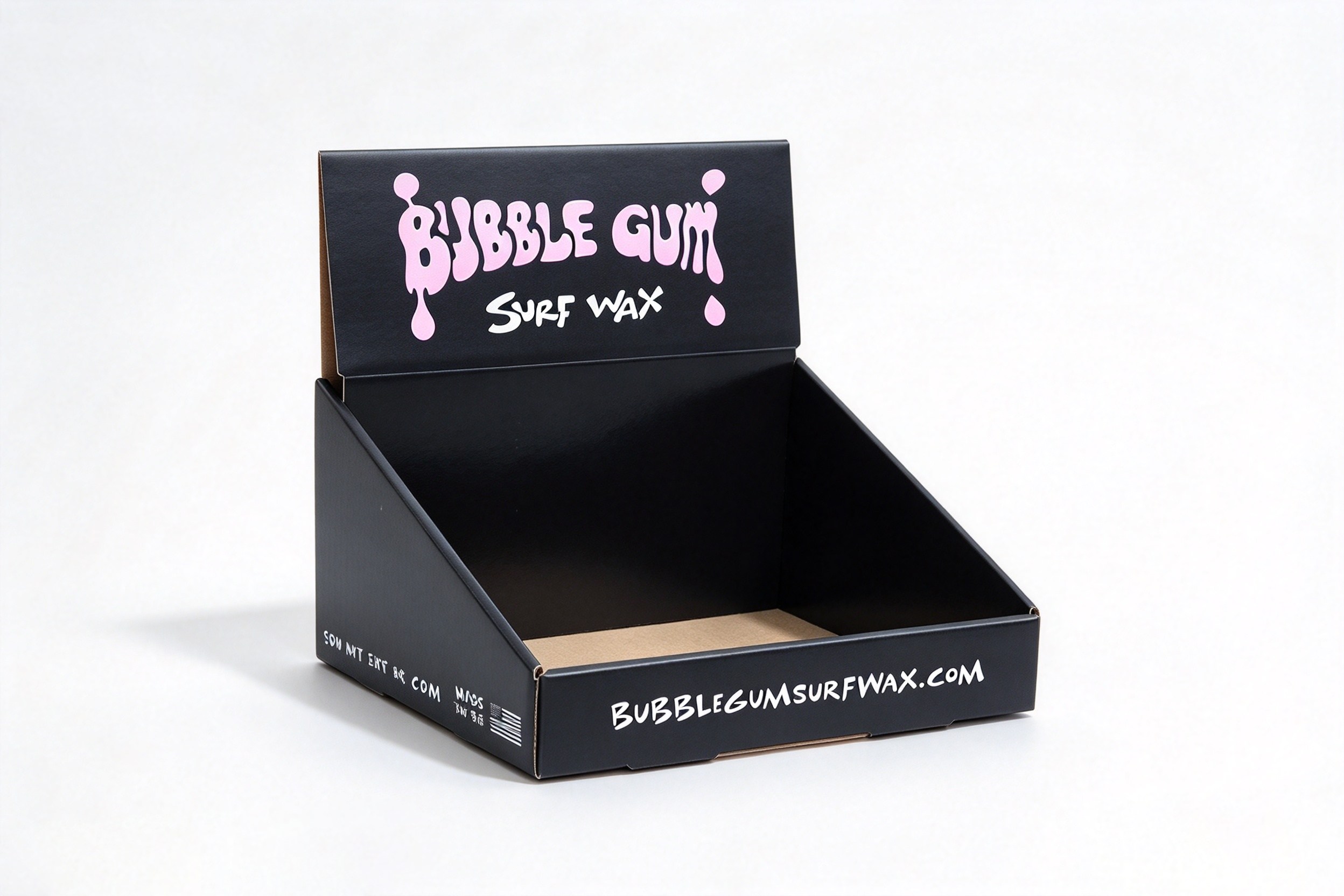 Black Pop-Print Counter Display Bin for Surf Wax packaging product