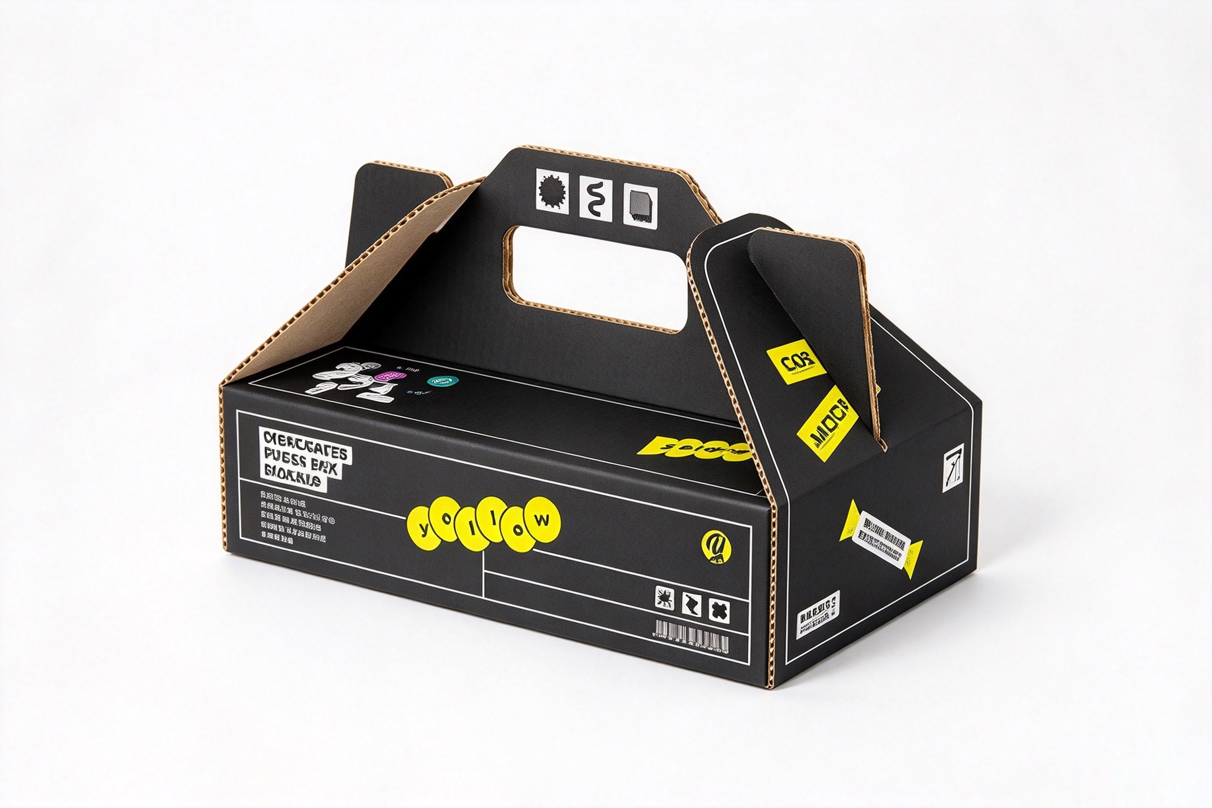 Black & Yellow Tech Gable Carry Box packaging product