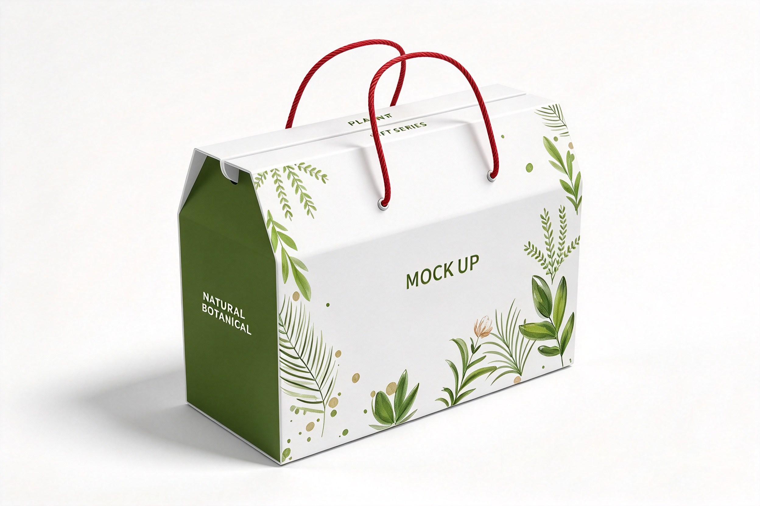 Natural Botanical Gable Gift Box with Cord Handles packaging product