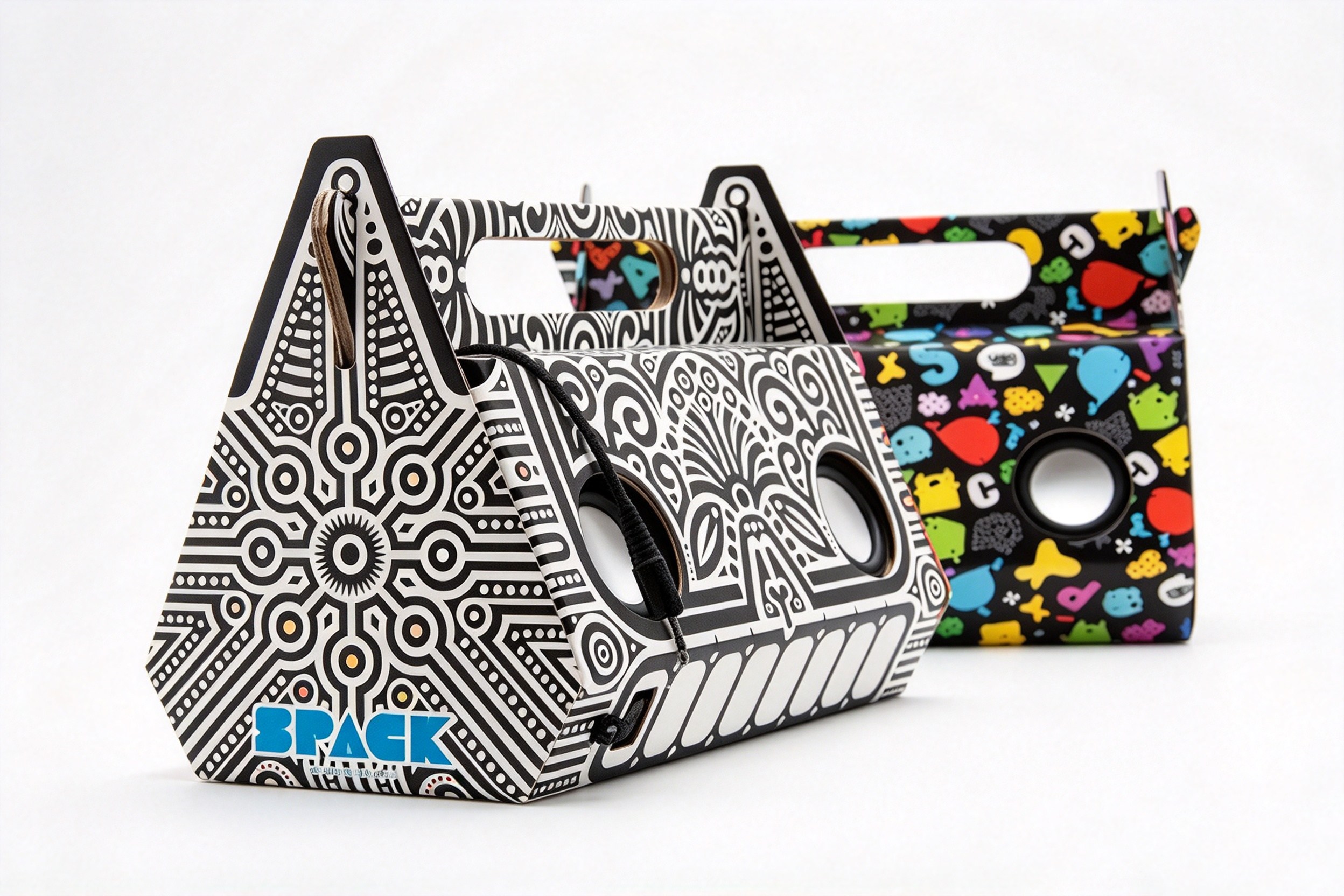 Cardboard Boombox Speaker Carrier with Rope Handle packaging product