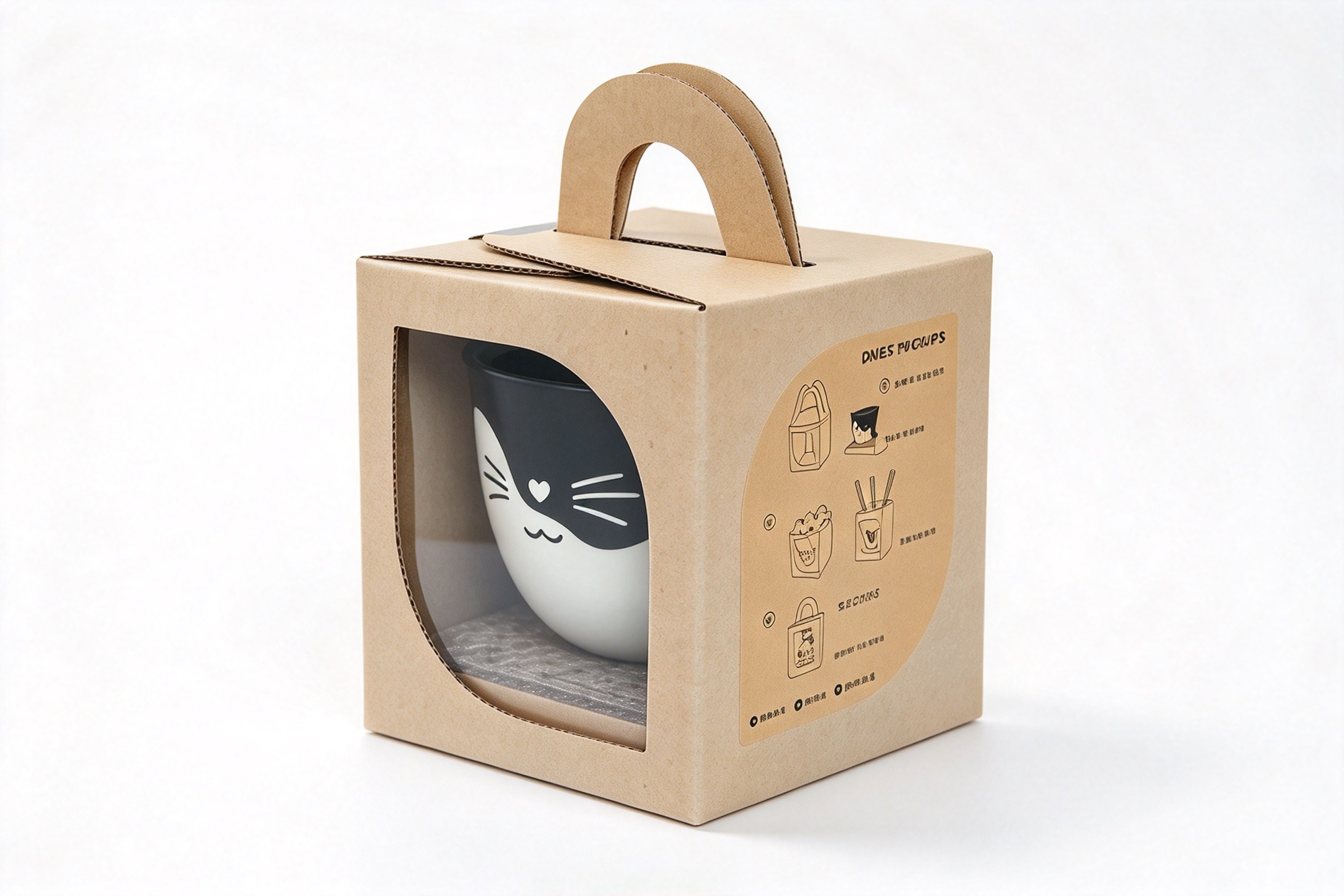 Cat Mug Kraft Window Carry Box packaging product