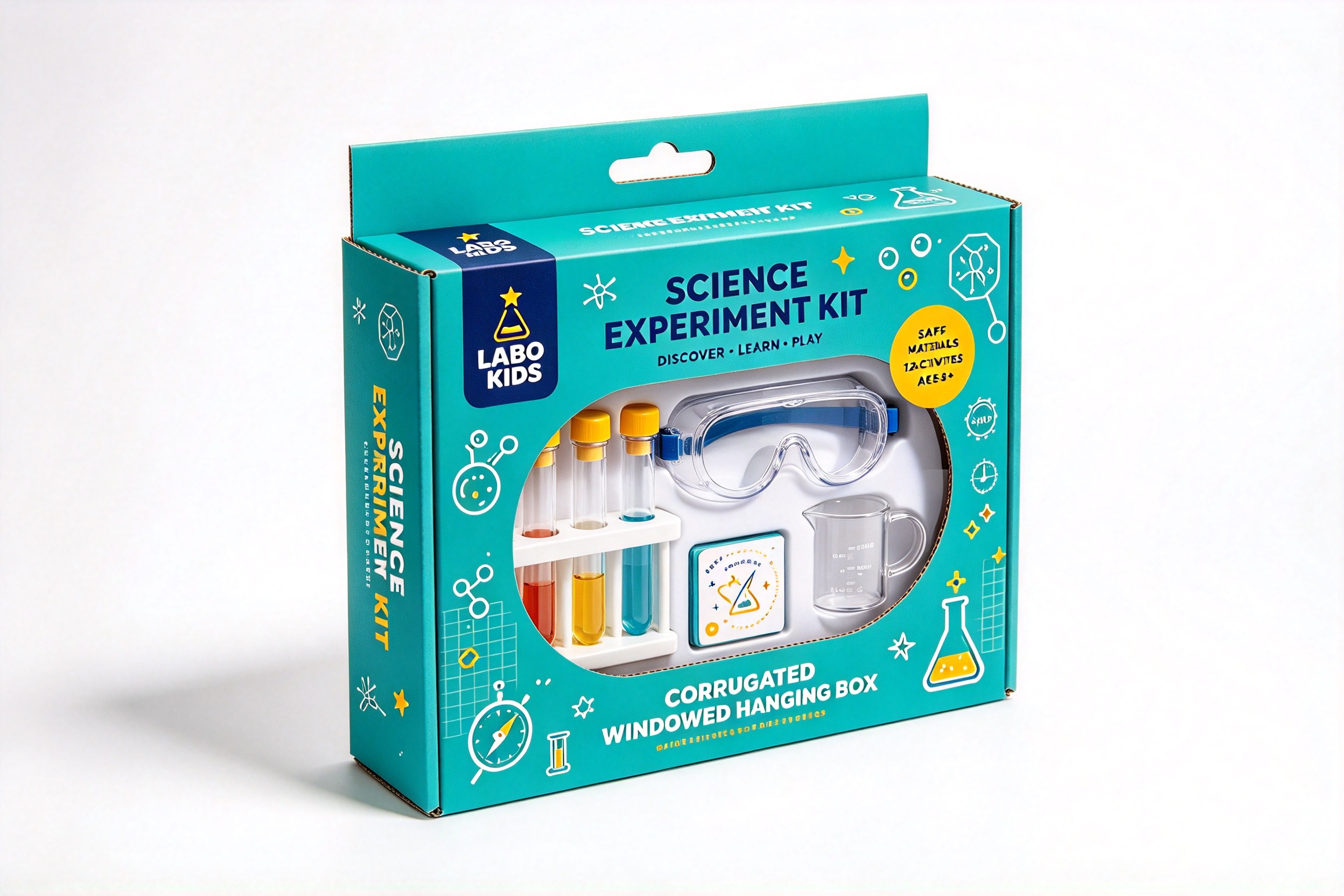 Kids Science Experiment Kit Windowed Hanging Box packaging product