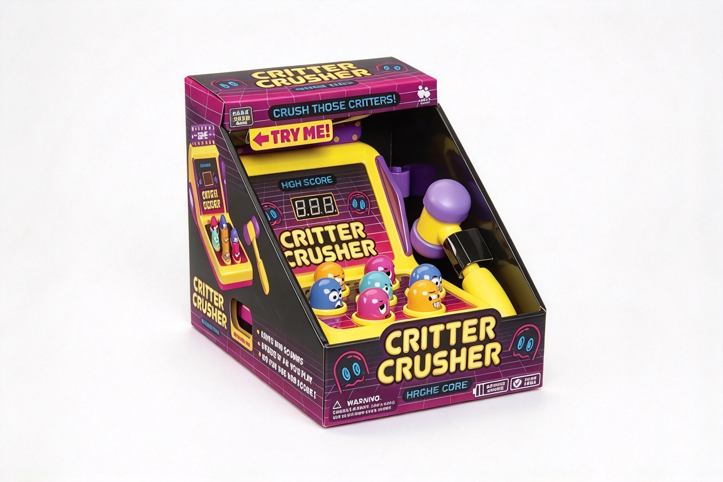 Critter Crusher Arcade Try-Me Display Box packaging product
