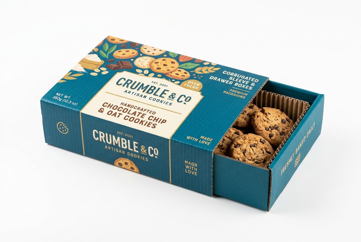 Crumble & Co Cookie Sleeve & Drawer Box packaging product