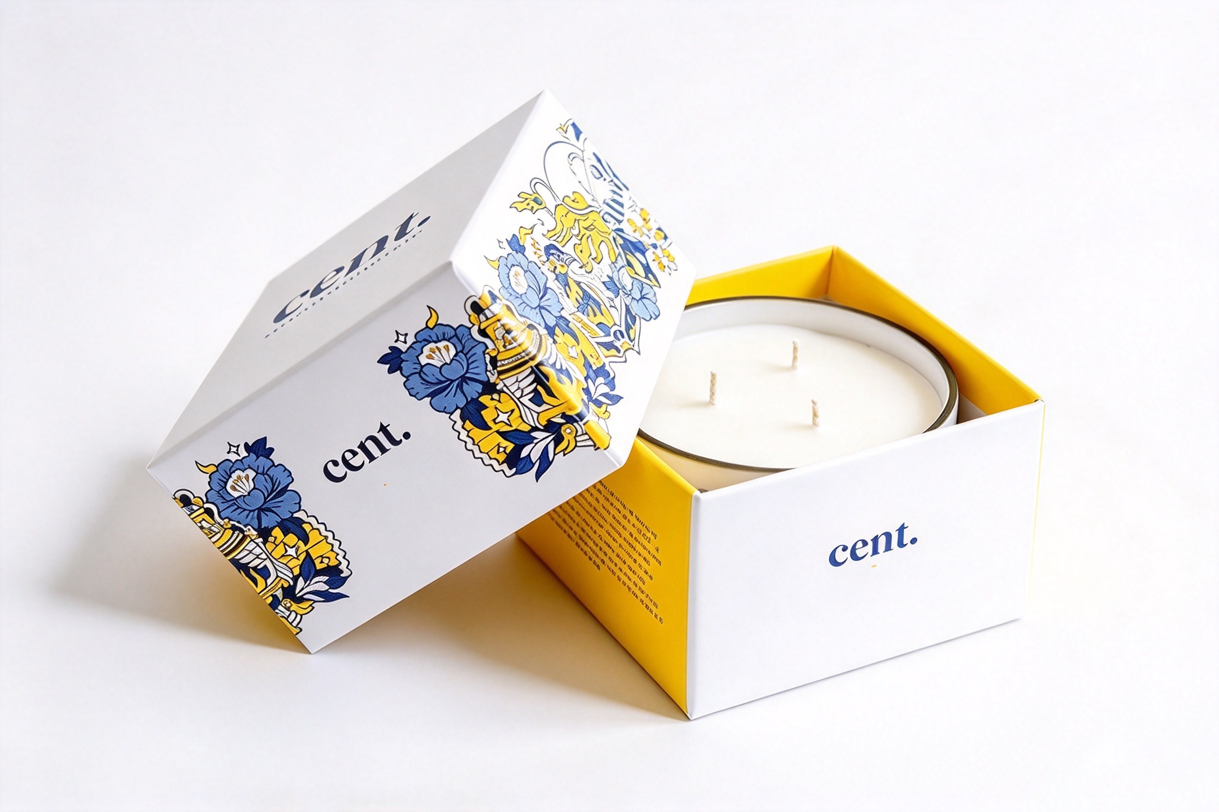 Delft Floral Candle Lid & Base Gift Box packaging product