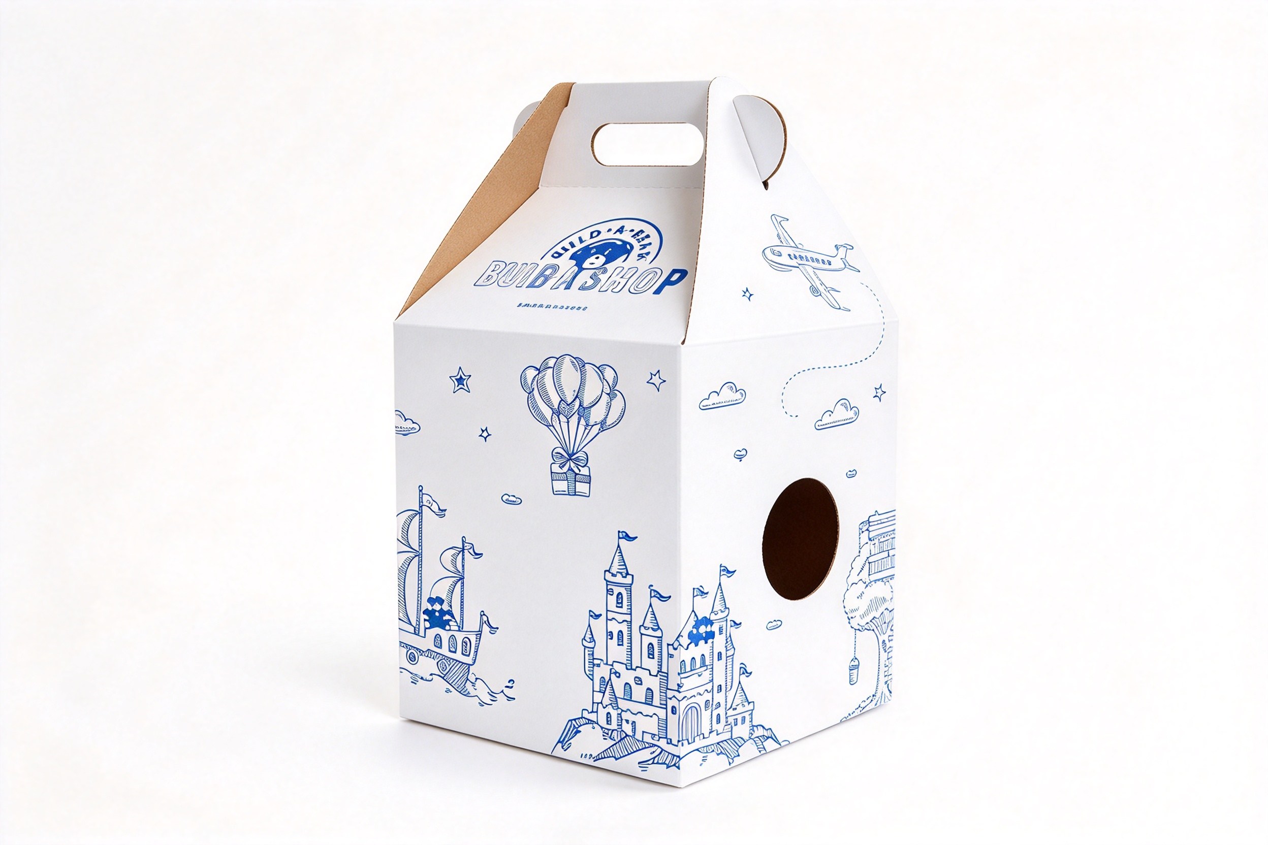 Doodle Line-Art Toy Gable Carry Box with Peek Window packaging product