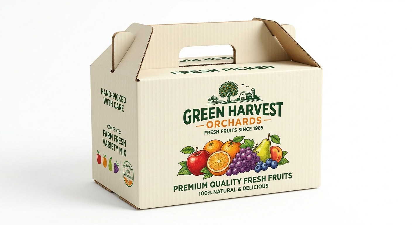 Green Harvest Orchard Fruit Flat-Top Box packaging product