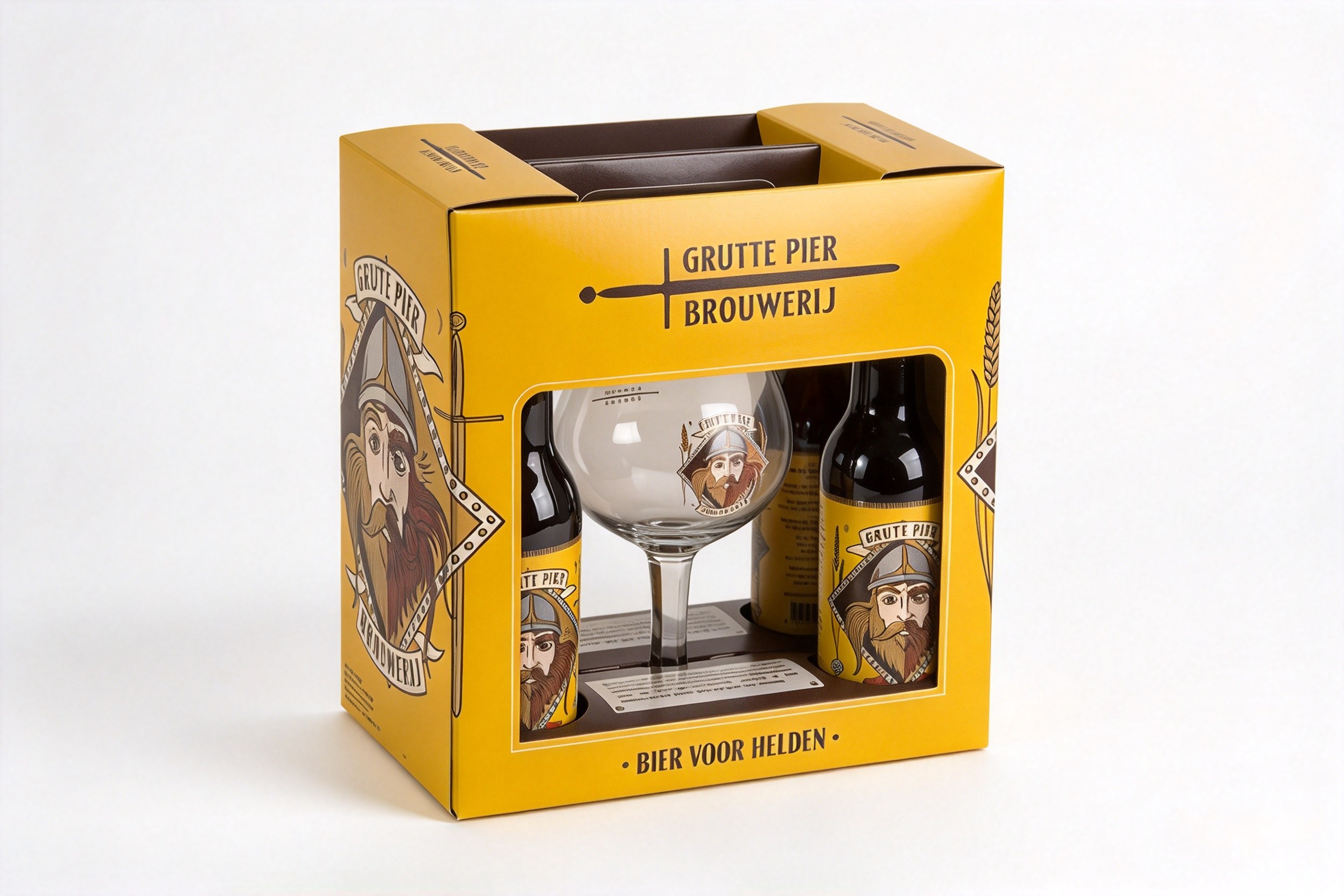 Grutte Pier Beer & Glass Gift Window Set packaging product