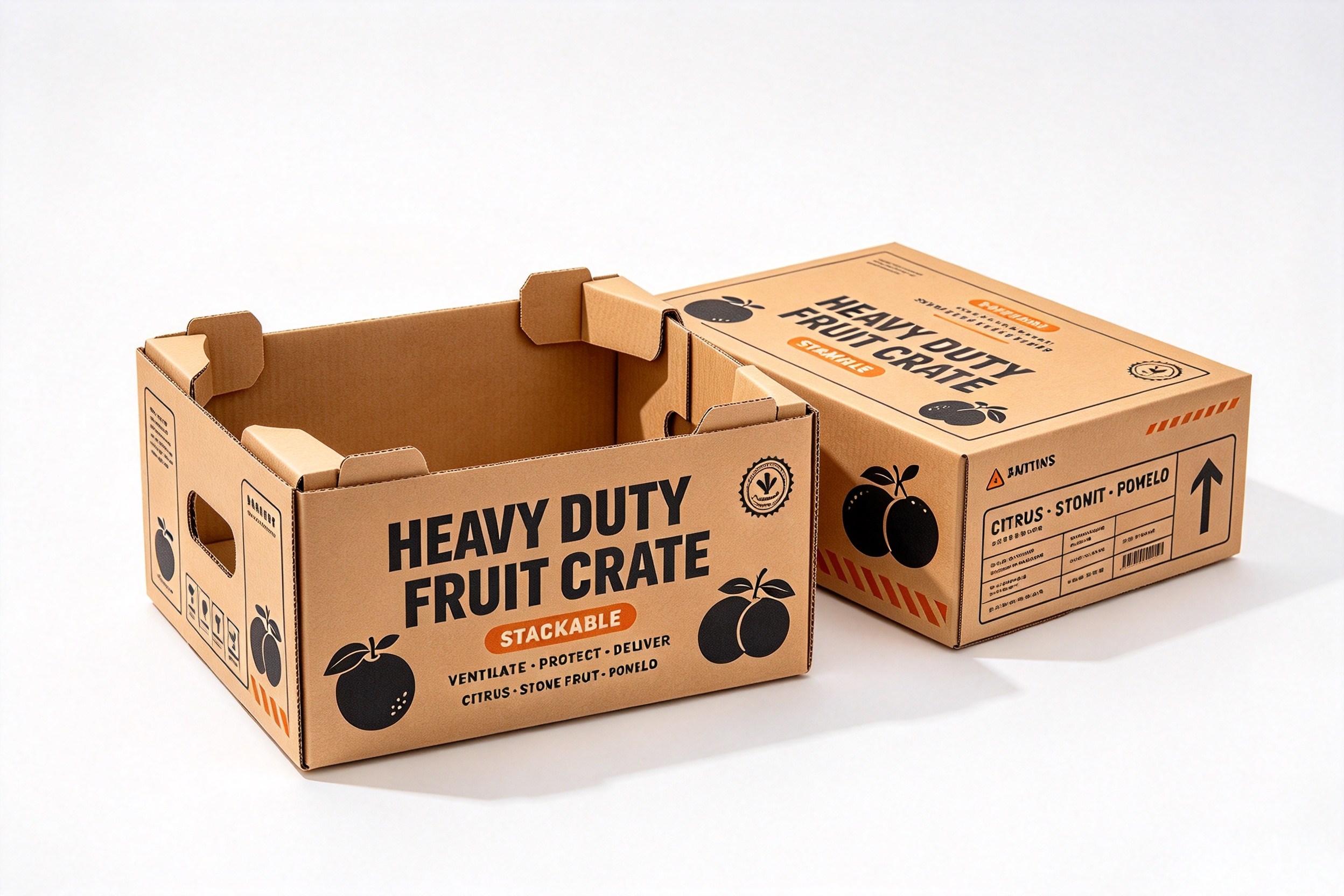 Heavy-Duty Stackable Fruit Crate with Lid packaging product