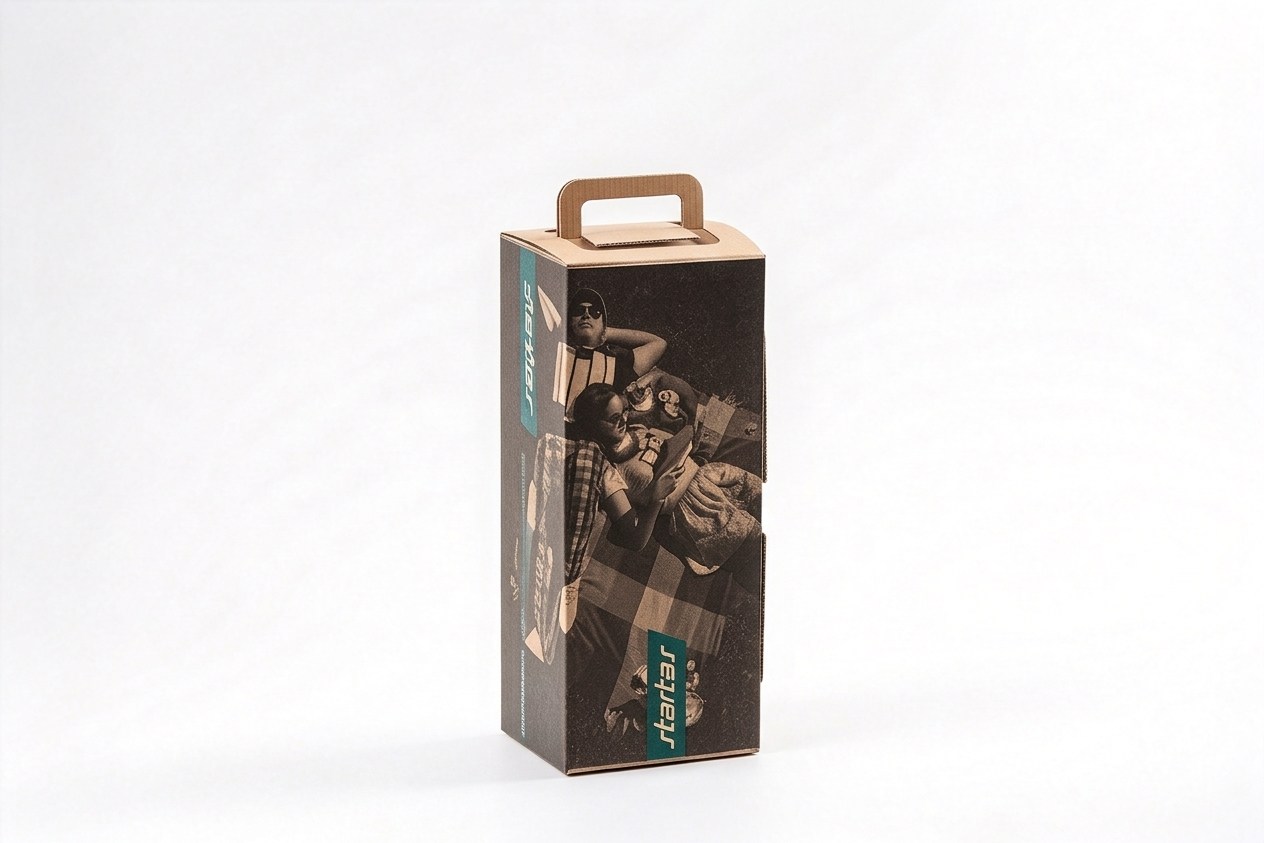 Kraft Single-Bottle Carrier with Photo Wrap packaging product