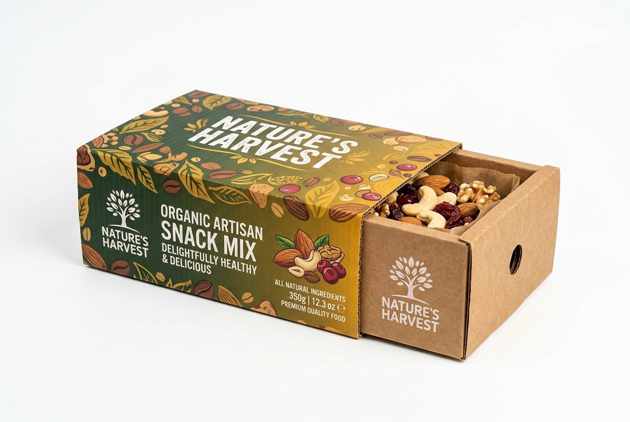 Nature's Harvest Snack Mix Sleeve & Drawer Box packaging product