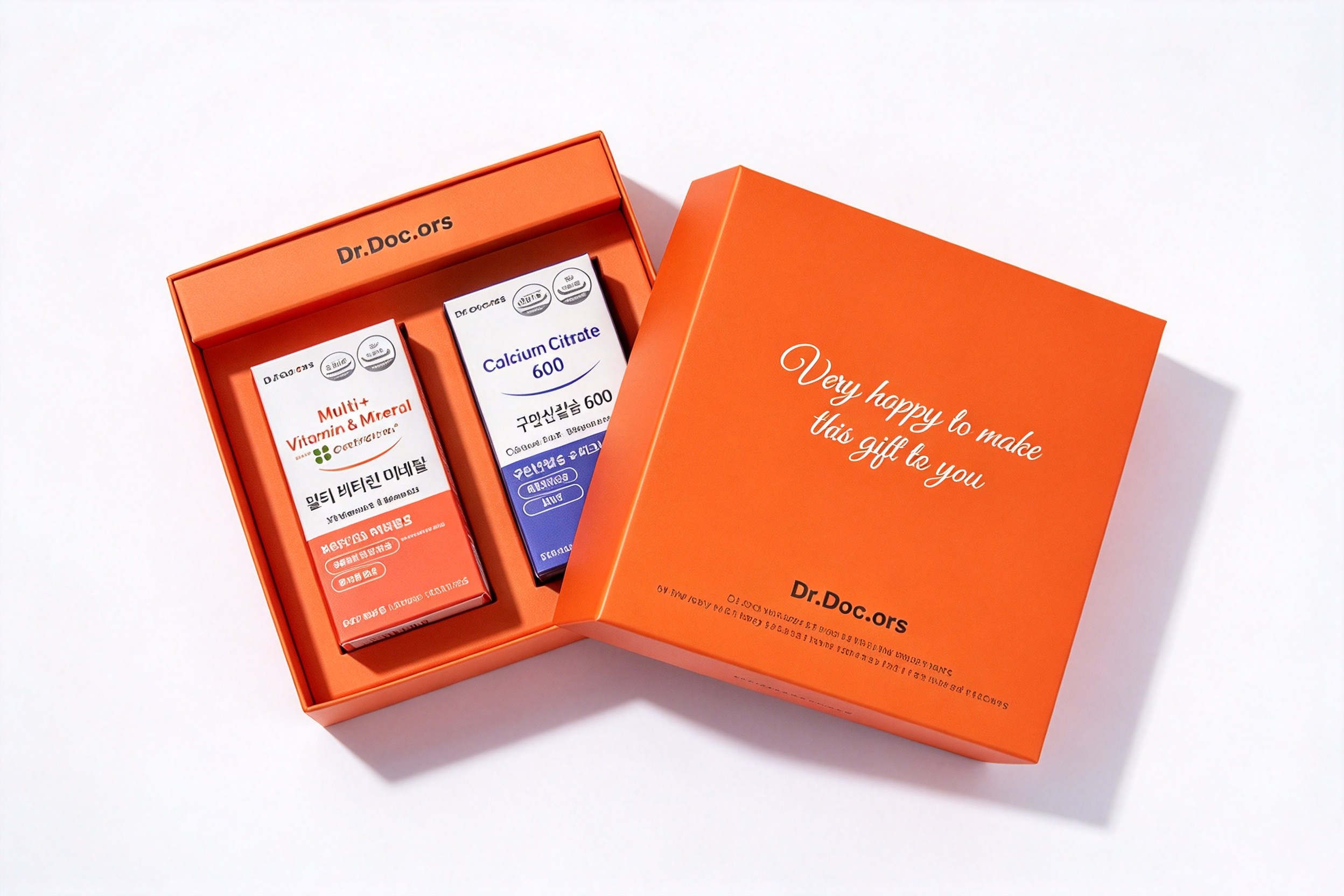 Orange Supplement Gift Lid & Base Box packaging product
