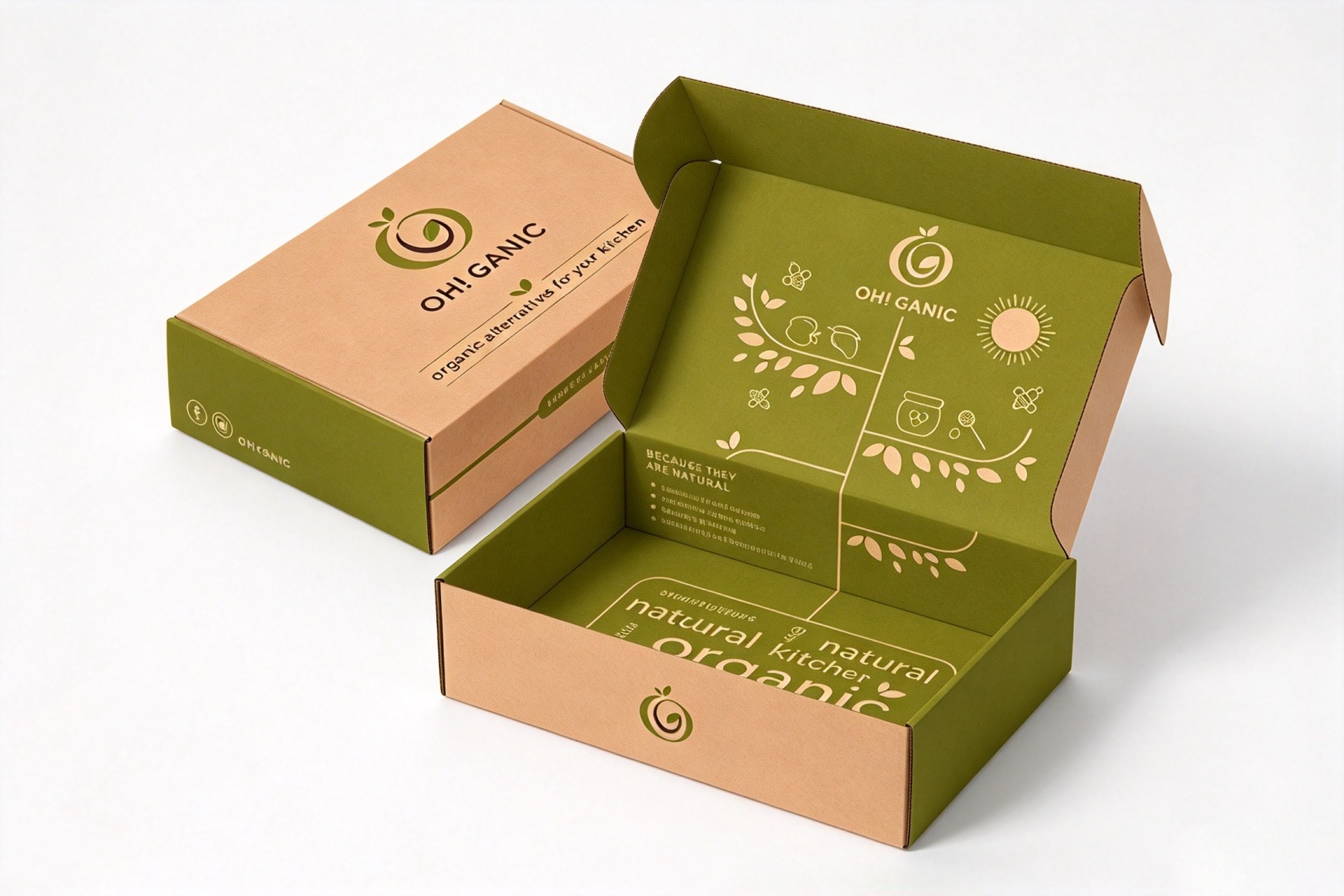 Organic Kitchen Kraft Mailer Box with Olive Inside Print packaging product