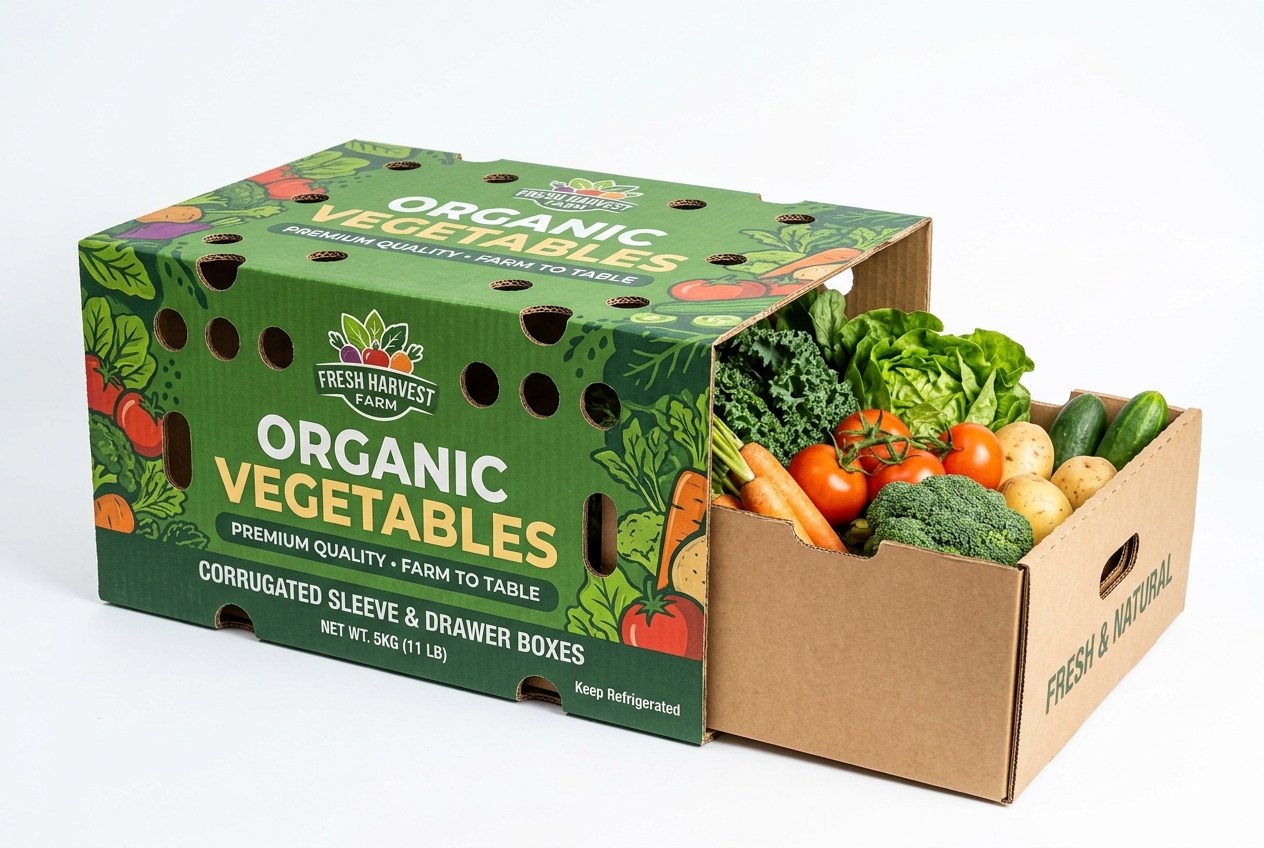 Organic Vegetable Farm Sleeve & Drawer Crate packaging product