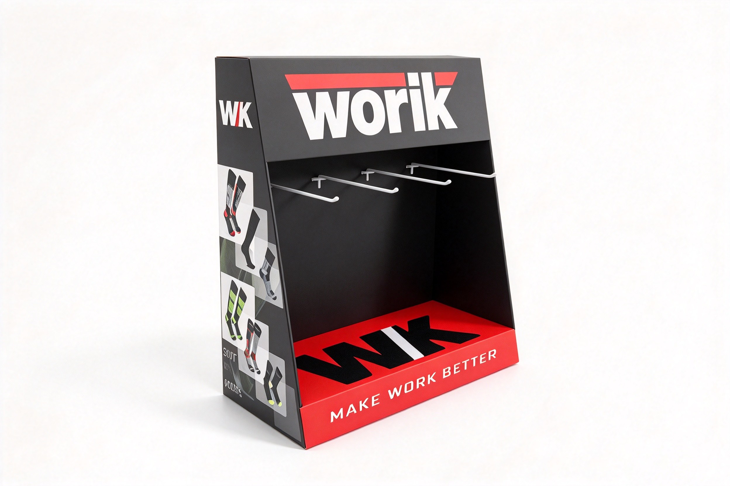 Black Peg-Hook Sock Counter Display with Header packaging product