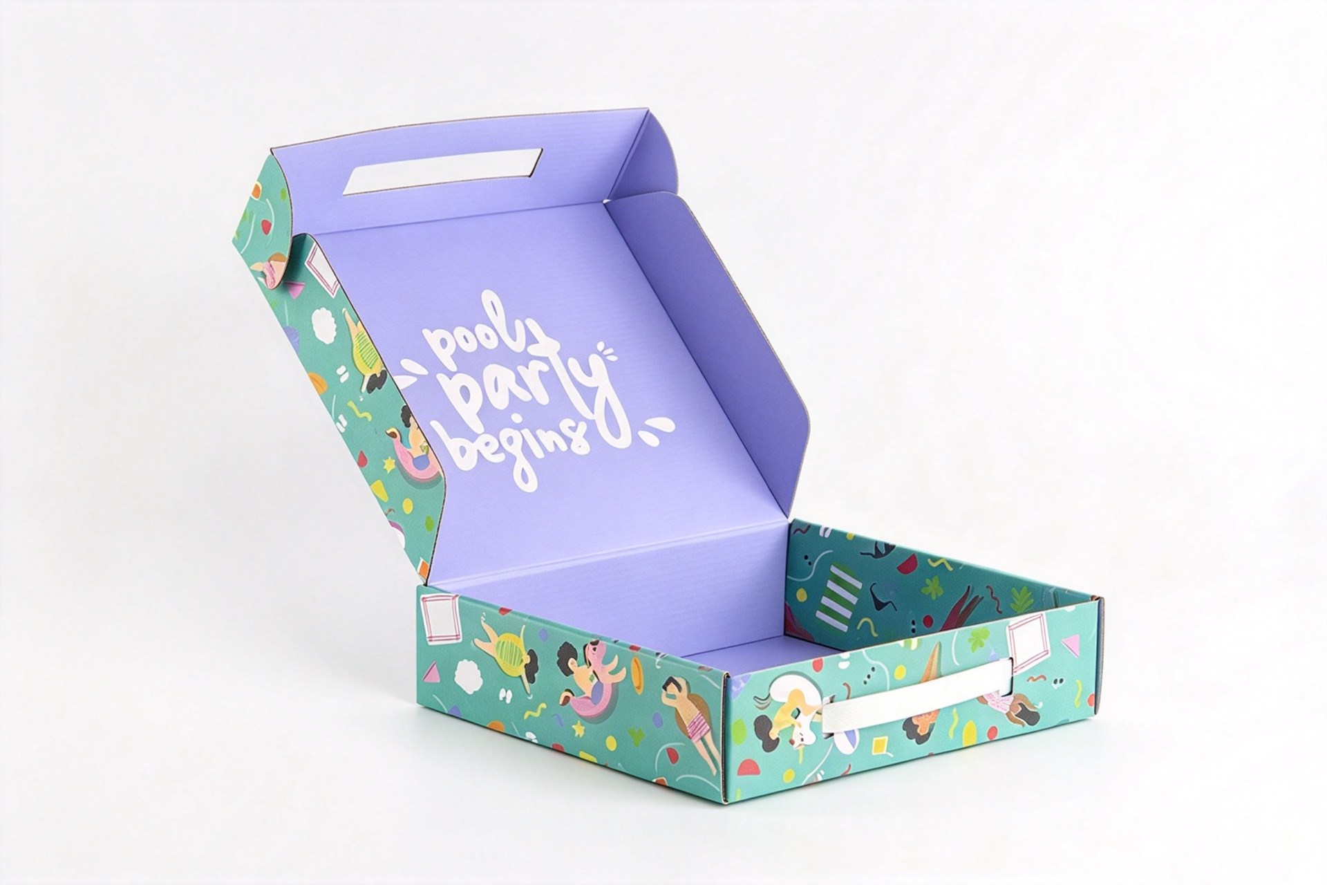 Pool Party Inside-Print Mailer Box with Ribbon Handle packaging product