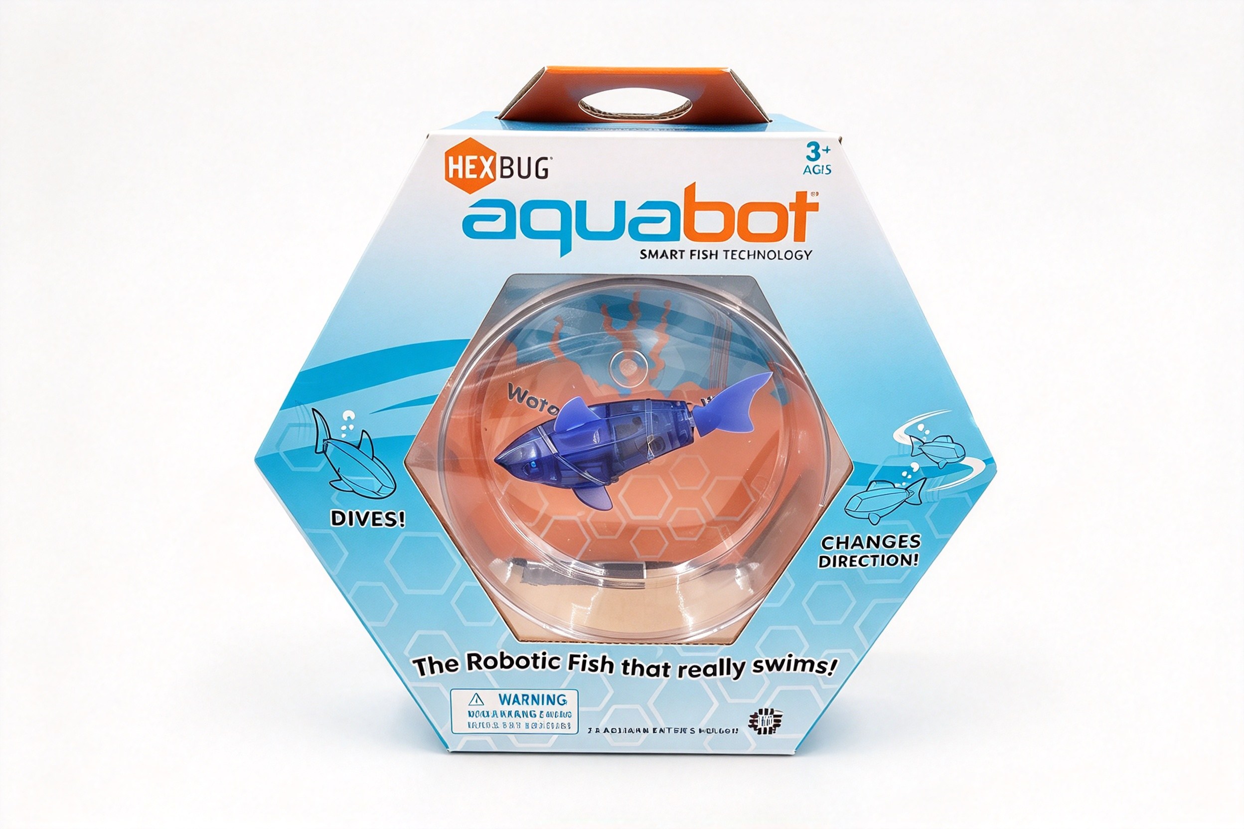 Robotic Fish Hexagon Window Box with Carry Handle packaging product