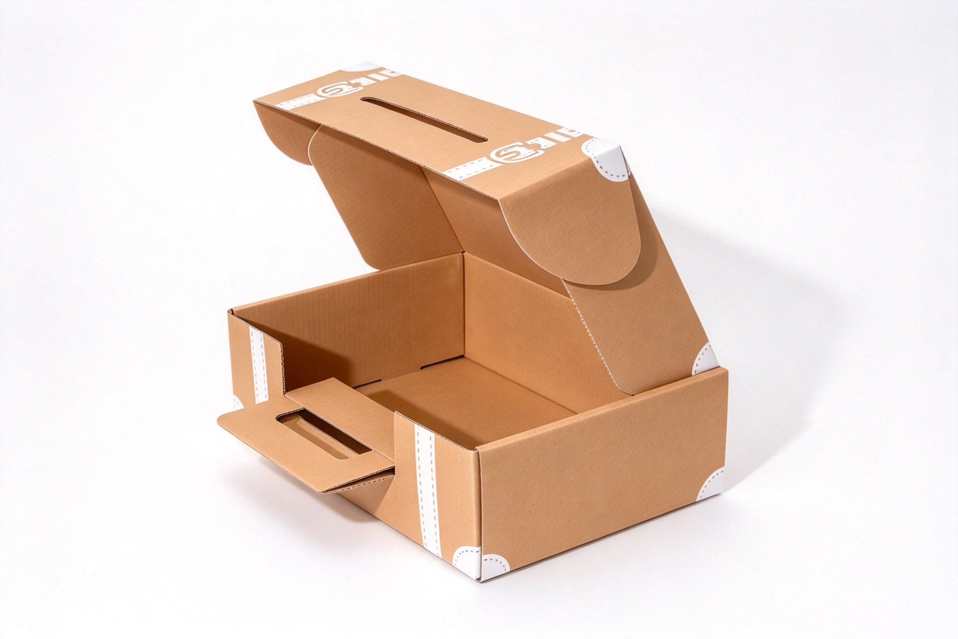 Suitcase-Style Kraft Mailer Box with Front Pocket packaging product