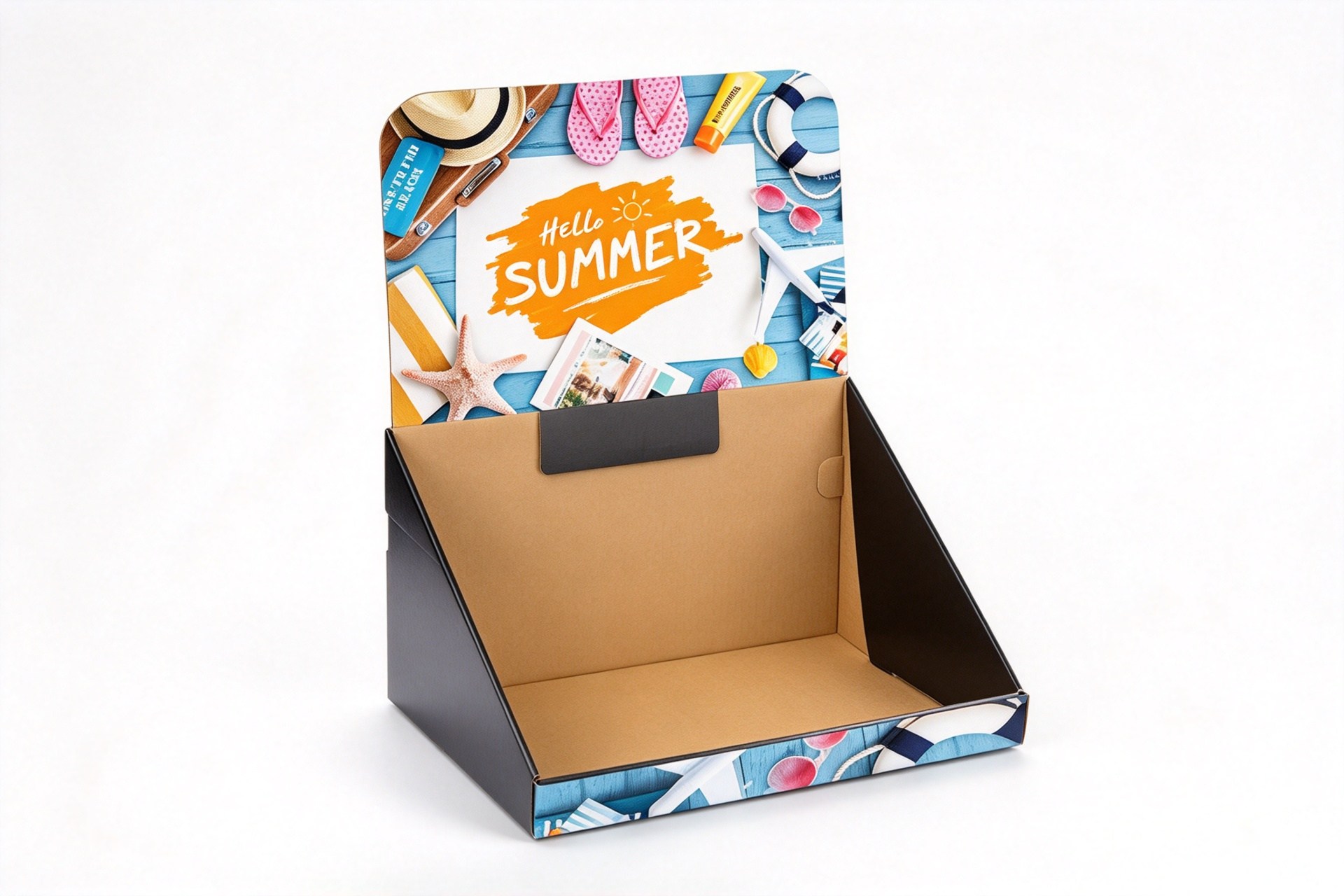 Summer-Seasonal Countertop Display Box with Printed Header packaging product