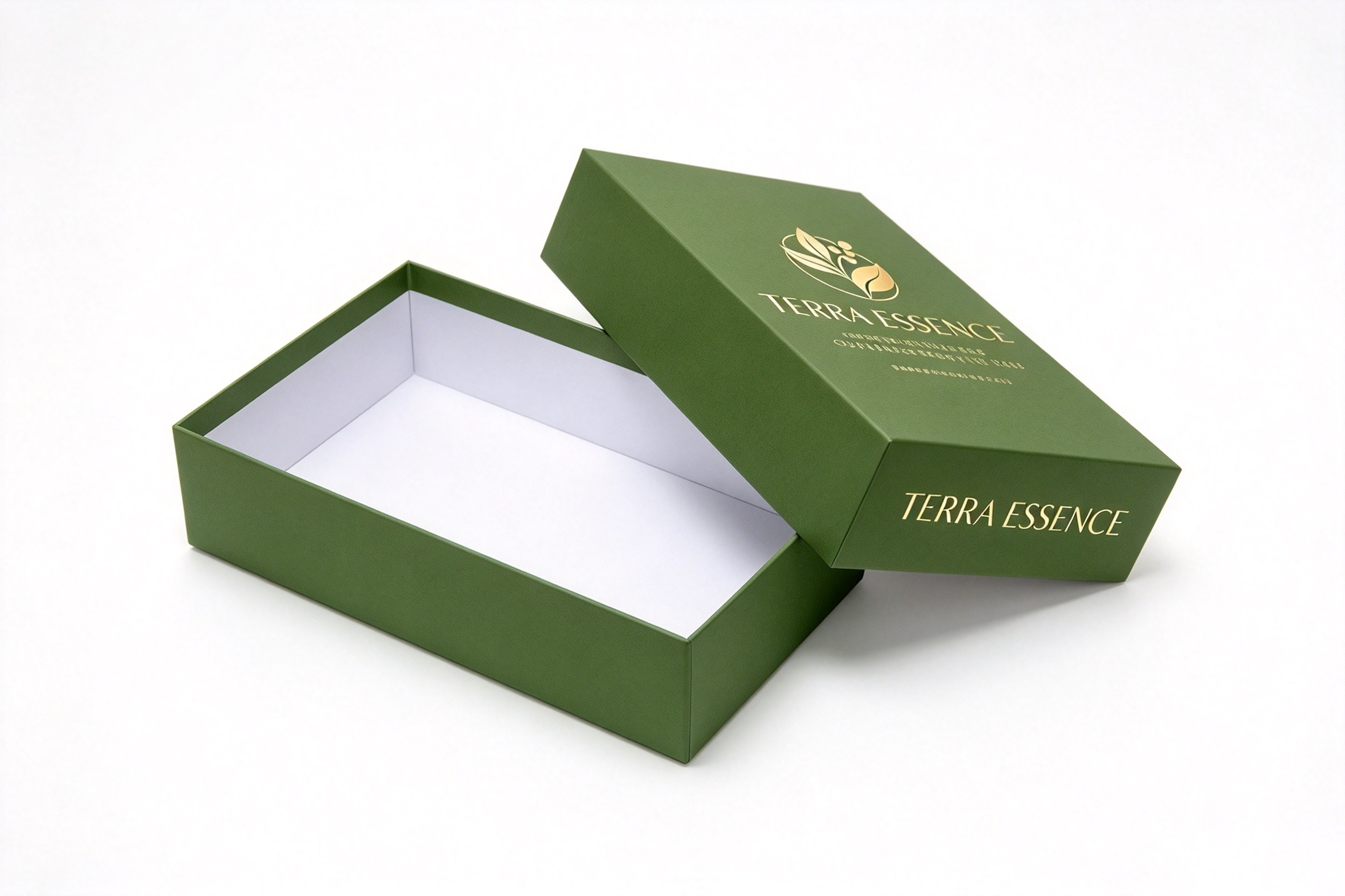 Terra Essence Green Lid & Base Box with Gold Foil packaging product