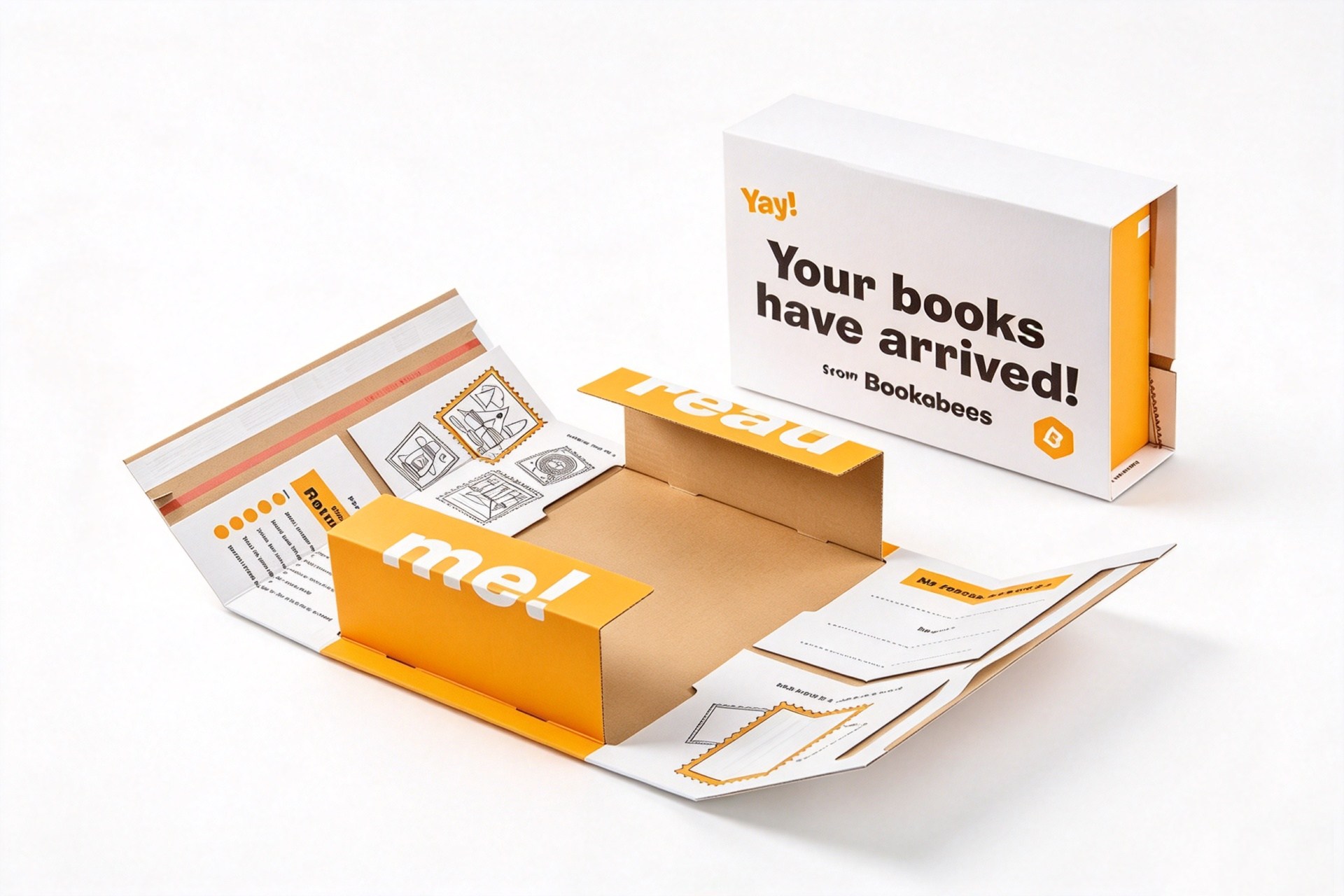 White & Orange Book Subscription Mailer Box packaging product